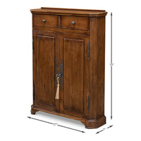 Traditional Hall Cabinet, Tall – Iron Key and Escutcheon - dimension drawing