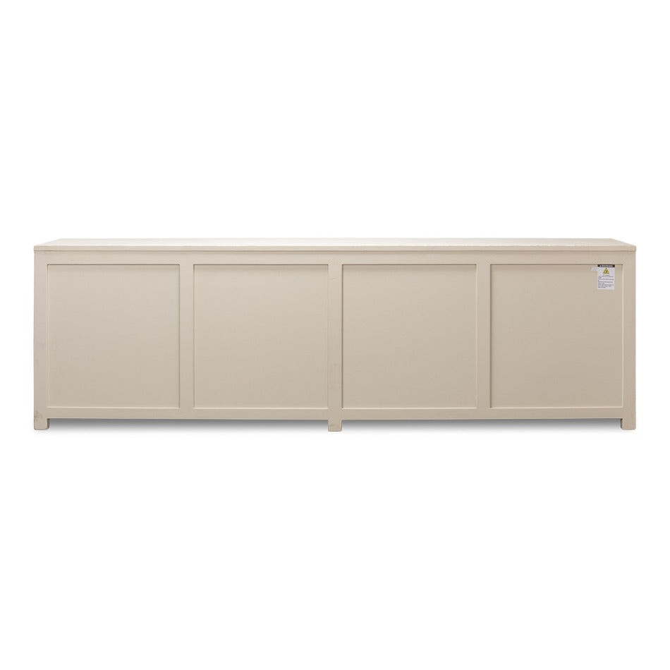 Farmhouse Eight-Door Sideboard, 122" – Whitewashed Reclaimed Pine with Tall Panel Doors - additional view