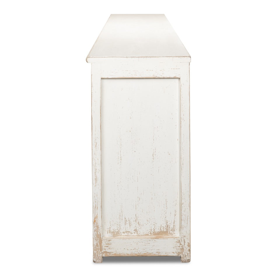 Farmhouse Eight-Door Sideboard, 122" – Whitewashed Reclaimed Pine with Tall Panel Doors - additional view