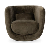 Front view of the Olive Green tub-back chair with a rounded seat and small back cushion