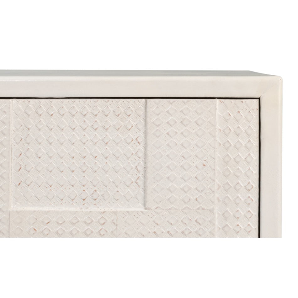 Contemporary Credenza, 94" - Embossed White Leather on Iron Base - additional view