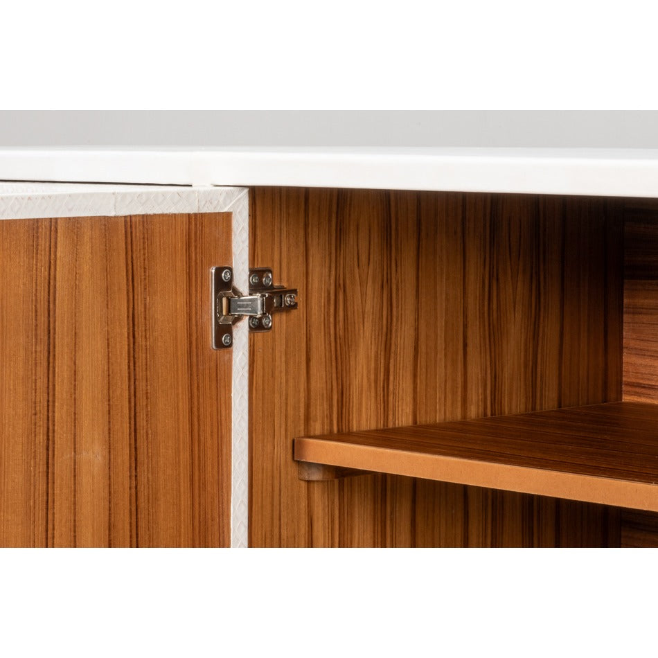Contemporary Credenza, 94" - Embossed White Leather on Iron Base - additional view