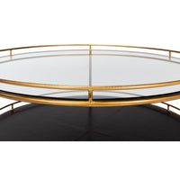 Brass Round Cocktail Table on Wheels – Tiered Glass - additional view