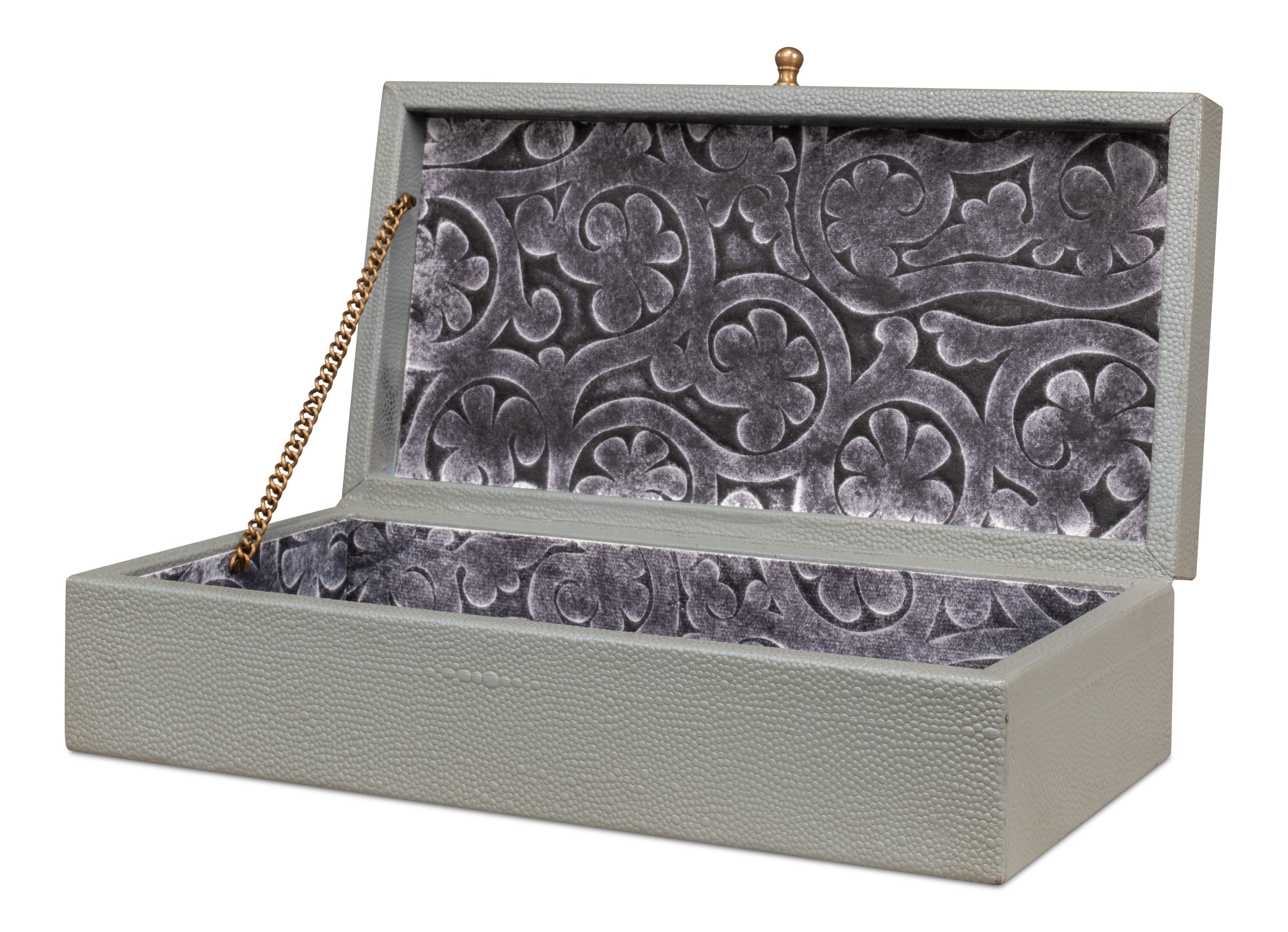 Shagreen Leather Box in Storm Gray, Set of 2