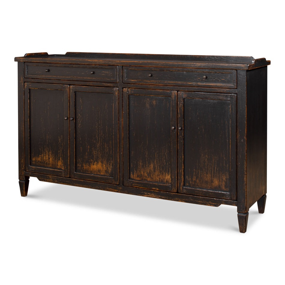 Transitional Country Antiqued Sideboard, 64" - Reclaimed Wood with Warm Distressing - styled view