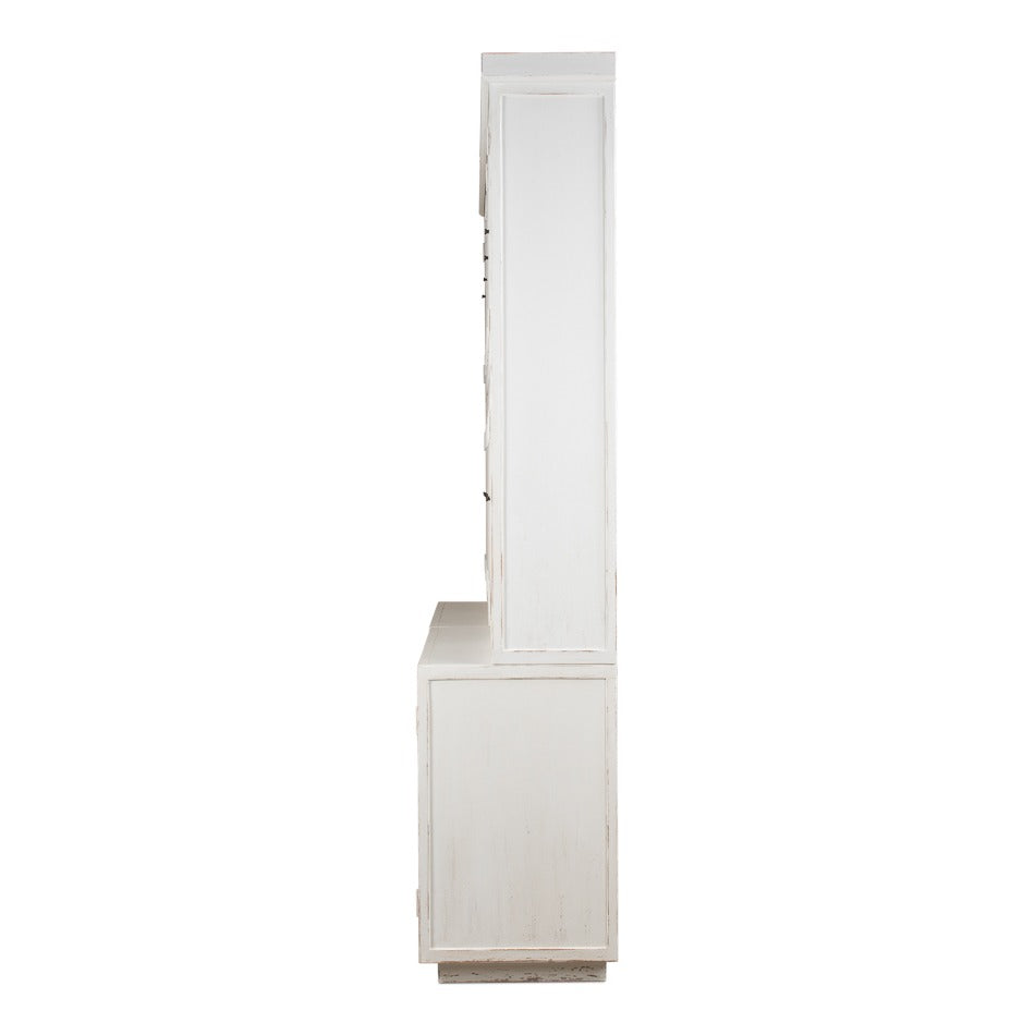 Farmhouse Pine Bookcase with Glass Doors and Weathered Wood Cabinet Base - additional view