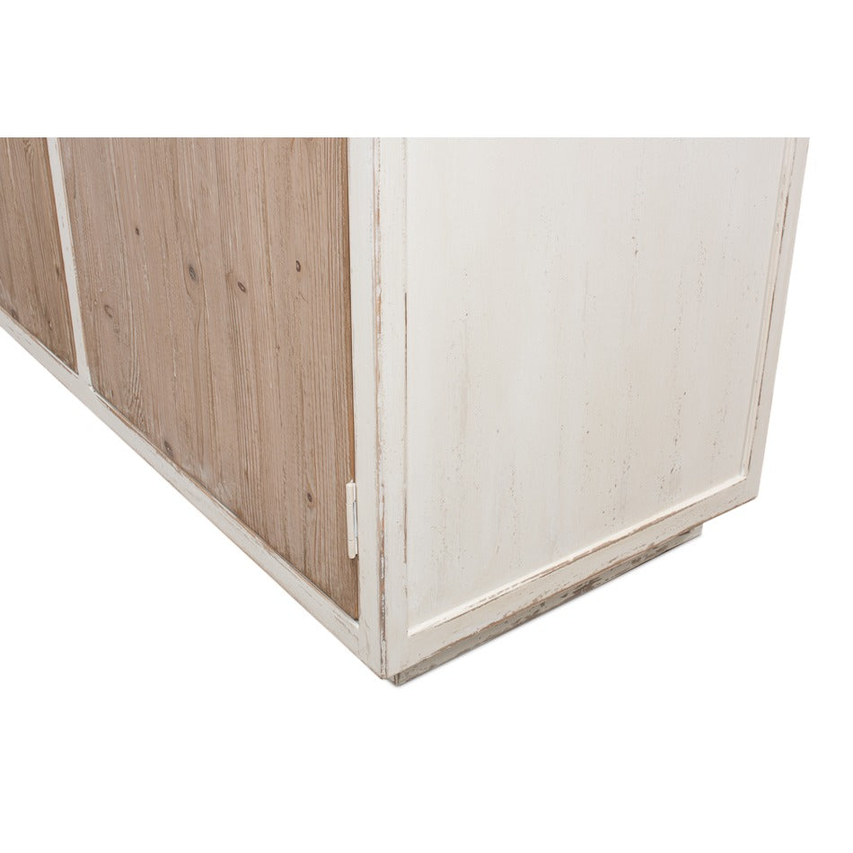 Farmhouse Pine Bookcase with Glass Doors and Weathered Wood Cabinet Base - additional view