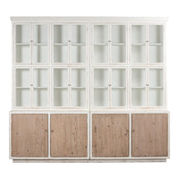 Farmhouse Pine Bookcase with Glass Doors and Weathered Wood Cabinet Base - additional view