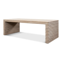 Stacked-Plank Cocktail Table – Stone Gray Wire-Brushed Wood - additional view
