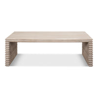Stacked-Plank Cocktail Table – Stone Gray Wire-Brushed Wood - additional view