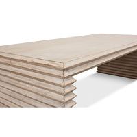 Stacked-Plank Cocktail Table – Stone Gray Wire-Brushed Wood - additional view