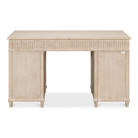 Reeded Pine Pedestal Desk in Stone Grey with Ring Pulls - additional view