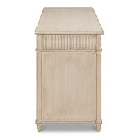 Reeded Pine Pedestal Desk in Stone Grey with Ring Pulls - additional view