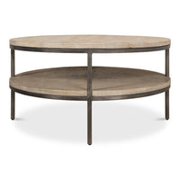 Vintage Gray Mango Wood Round Coffee Table - additional view