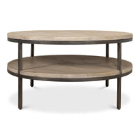 Vintage Gray Mango Wood Round Coffee Table - additional view