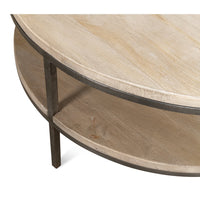 Vintage Gray Mango Wood Round Coffee Table - additional view