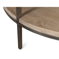 Vintage Gray Mango Wood Round Coffee Table - additional view