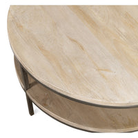 Vintage Gray Mango Wood Round Coffee Table - additional view