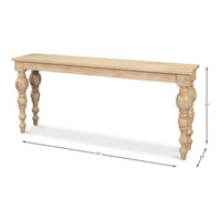 Dimension drawing for Natural Wood Console Table