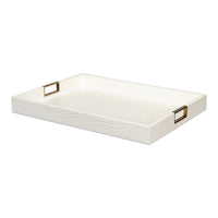 Croc Leather Tray in Pearl with Brass and Steel