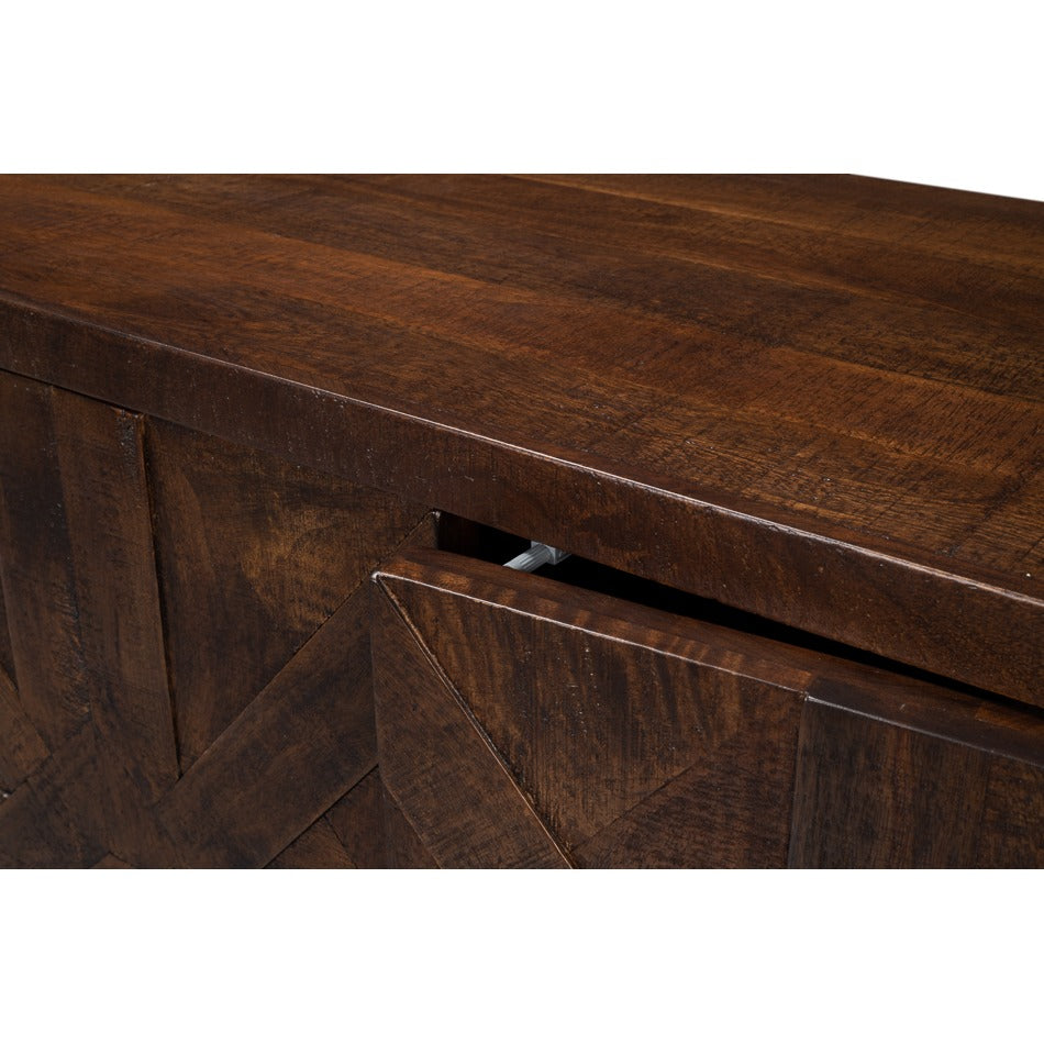 Transitional Four-Door Sideboard, 80" – Geometric Inlay Lattice Front - additional view
