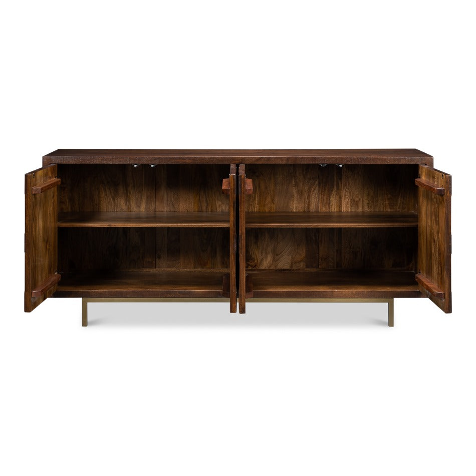 Transitional Four-Door Sideboard, 80" – Geometric Inlay Lattice Front - additional view
