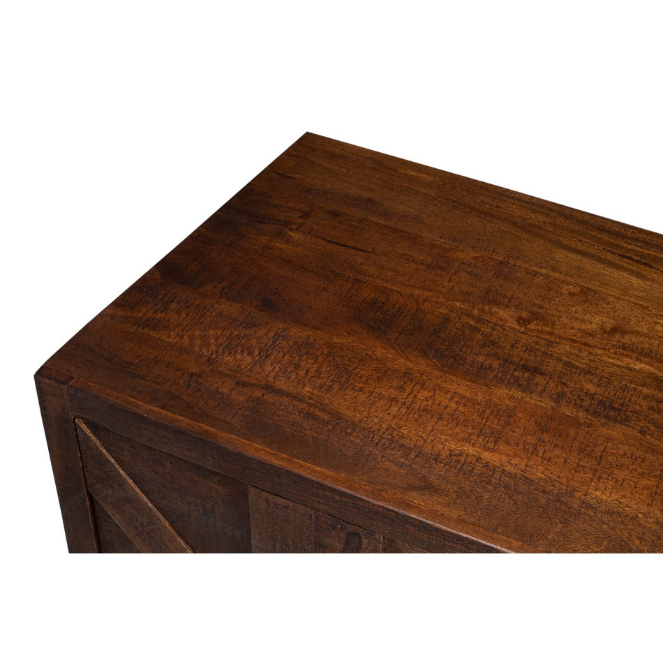 Transitional Four-Door Sideboard, 80" – Geometric Inlay Lattice Front - additional view