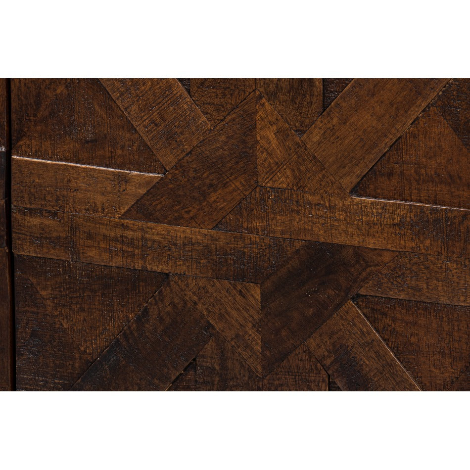 Transitional Four-Door Sideboard, 80" – Geometric Inlay Lattice Front - additional view