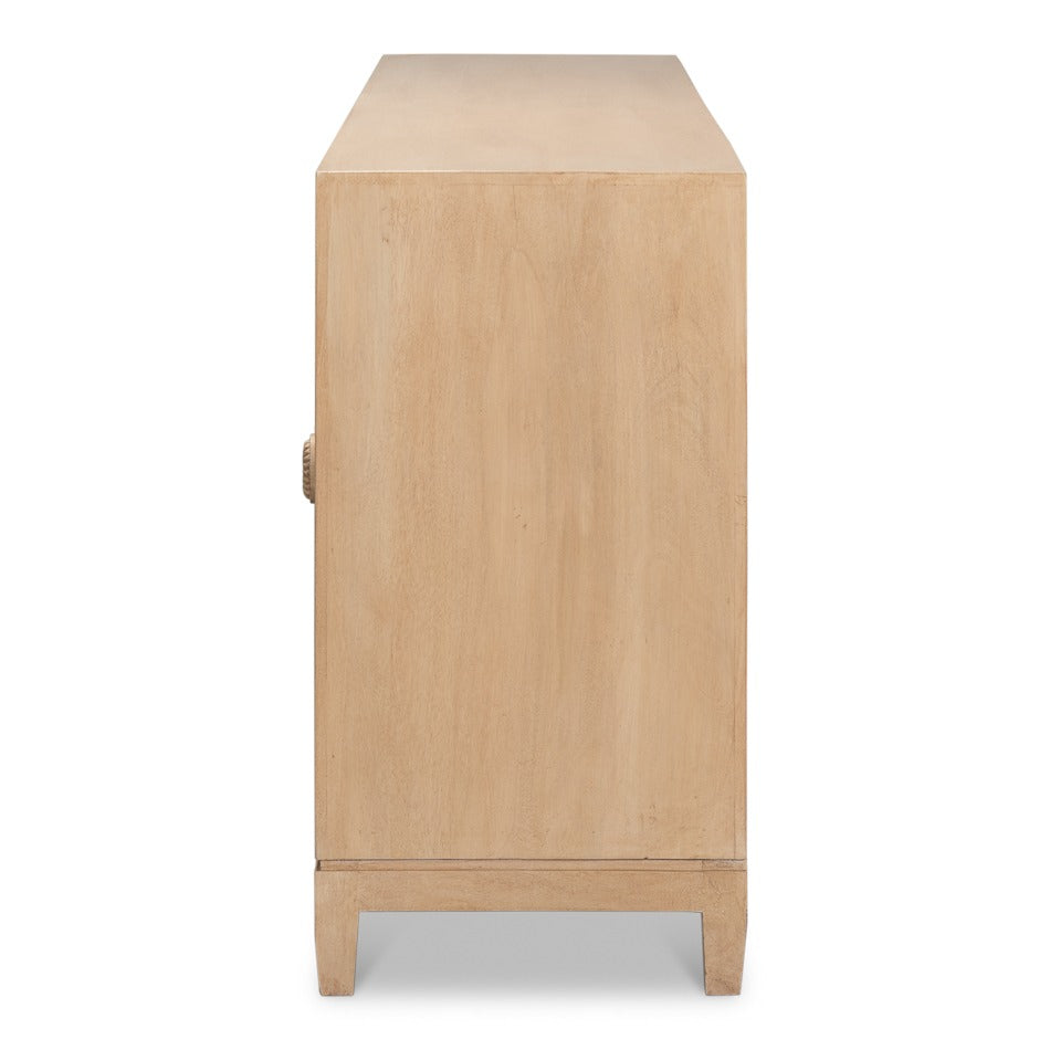 Carved Four-Door Sideboard, 76 in – Sunburst Panels in Natural Mango - additional view