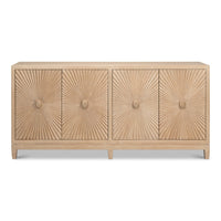 Carved Four-Door Sideboard, 76 in – Sunburst Panels in Natural Mango - additional view