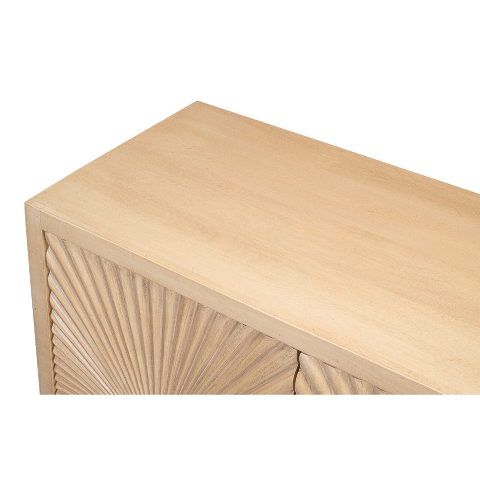 Carved Four-Door Sideboard, 76 in – Sunburst Panels in Natural Mango - additional view