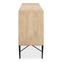 Carved Four-Door Sideboard – Tan Mango Wood with Scalloped Relief Front - additional view
