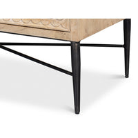 Carved Four-Door Sideboard – Tan Mango Wood with Scalloped Relief Front - additional view