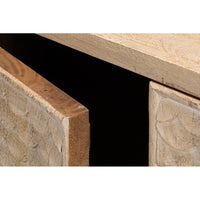 Carved Four-Door Sideboard – Tan Mango Wood with Scalloped Relief Front - additional view