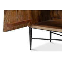Carved Four-Door Sideboard – Tan Mango Wood with Scalloped Relief Front - additional view