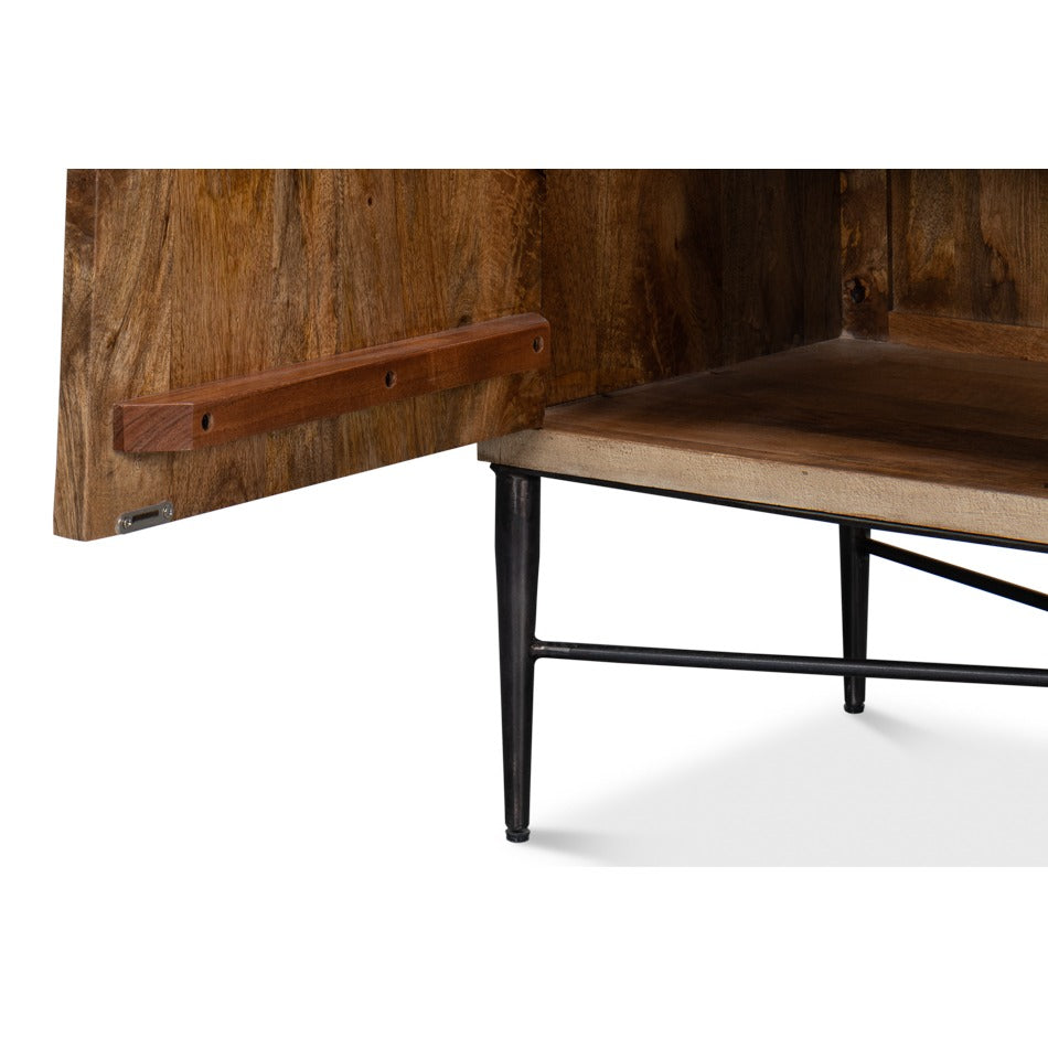 Carved Four-Door Sideboard – Tan Mango Wood with Scalloped Relief Front - additional view