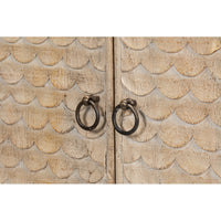 Carved Four-Door Sideboard – Tan Mango Wood with Scalloped Relief Front - additional view