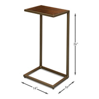 Mango Wood End Table with Gold Iron Base - dimension drawing