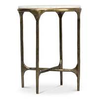 Marble Top Round Tripod End Table with Aged Brass Base - additional view