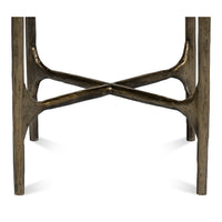 Marble Top Round Tripod End Table with Aged Brass Base - additional view