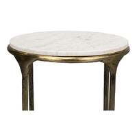 Marble Top Round Tripod End Table with Aged Brass Base - additional view