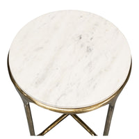 Marble Top Round Tripod End Table with Aged Brass Base - additional view
