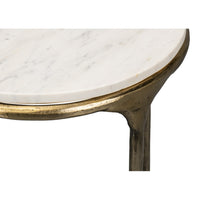 Marble Top Round Tripod End Table with Aged Brass Base - additional view