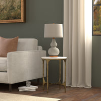 Marble Top Round Tripod End Table with Aged Brass Base - additional view