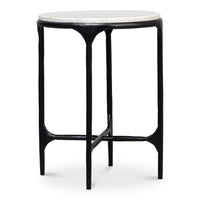 Marble Top Round End Table with Forged Iron Base - additional view