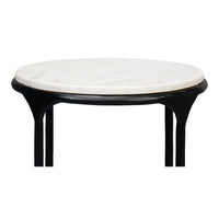 Marble Top Round End Table with Forged Iron Base - additional view