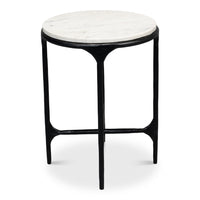 Marble Top Round End Table with Forged Iron Base - additional view