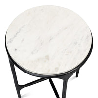 Marble Top Round End Table with Forged Iron Base - additional view