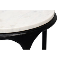 Marble Top Round End Table with Forged Iron Base - additional view