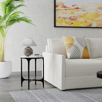 Marble Top Round End Table with Forged Iron Base - additional view
